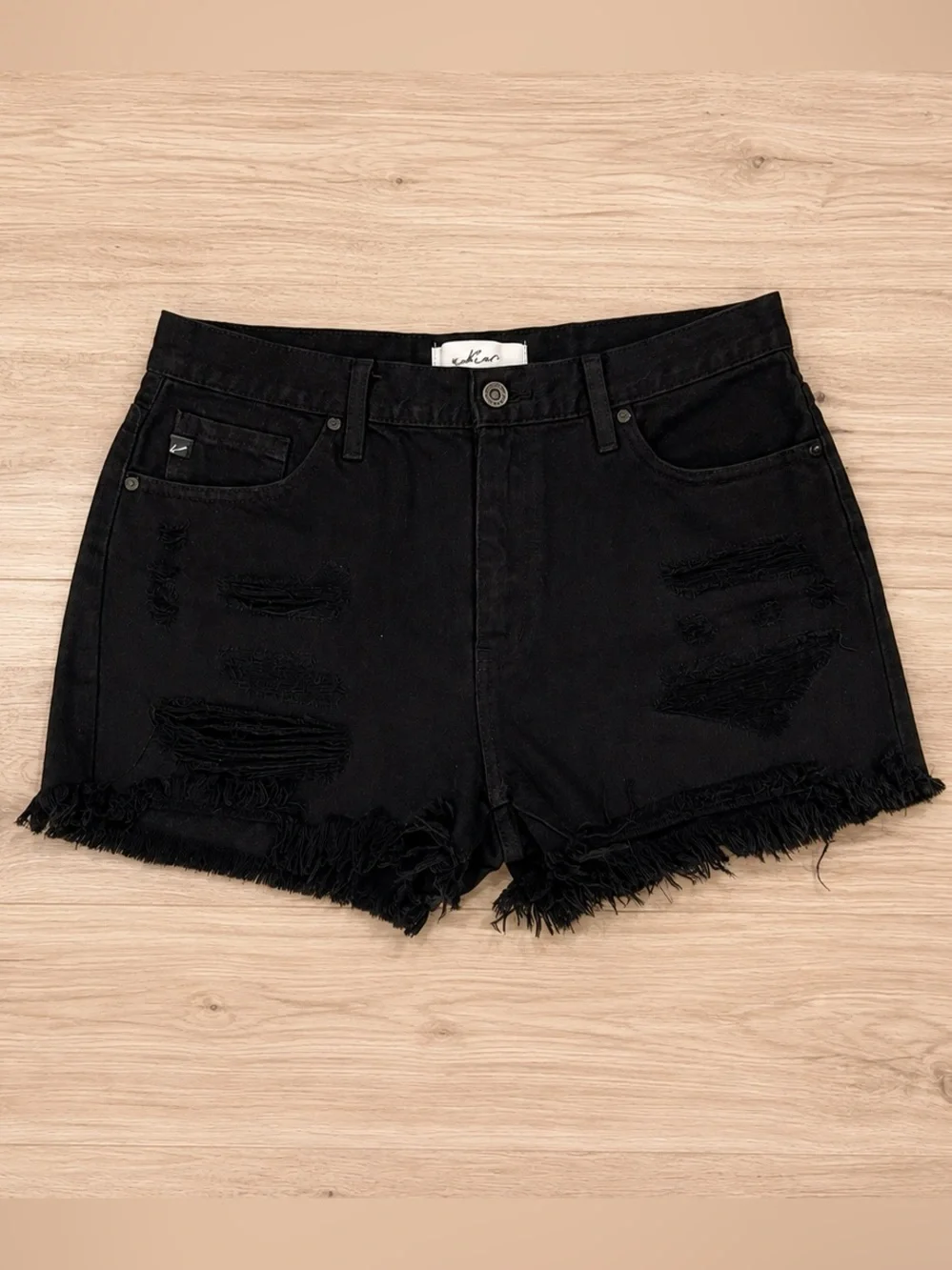 KanCan Black Distressed Denim Cutoff Shorts Size 9/28